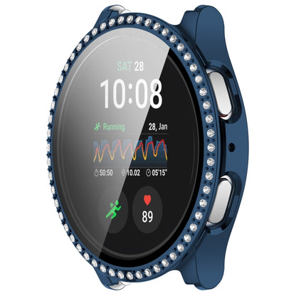For Samsung Galaxy Watch 7 40mm Single Row Diamond PC + Tempered Film Integrated Watch Protective Case(Midnight Blue) by bashfashion