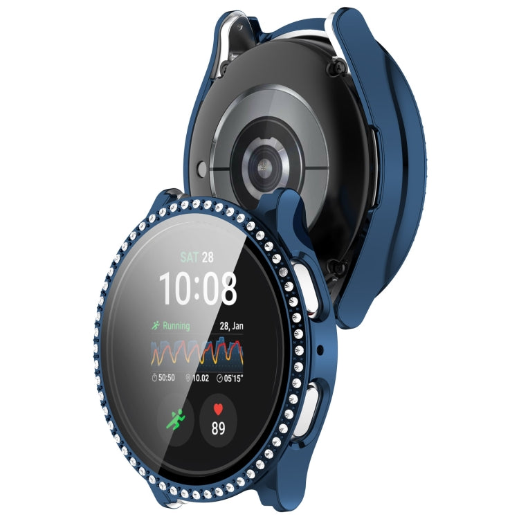 For Samsung Galaxy Watch 7 40mm Single Row Diamond PC + Tempered Film Integrated Watch Protective Case(Midnight Blue) by bashfashion