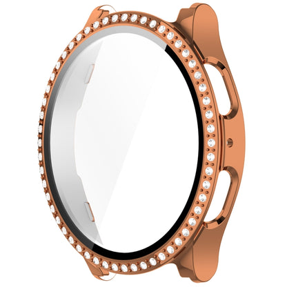 For Samsung Galaxy Watch 7 40mm Single Row Diamond PC + Tempered Film Integrated Watch Protective Case(Rose Gold) by bashfashion