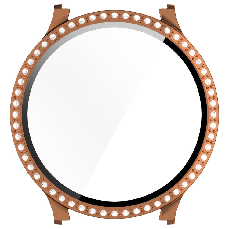 For Samsung Galaxy Watch 7 40mm Single Row Diamond PC + Tempered Film Integrated Watch Protective Case(Rose Gold) by bashfashion