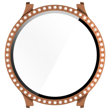 For Samsung Galaxy Watch 7 40mm Single Row Diamond PC + Tempered Film Integrated Watch Protective Case(Rose Gold) by bashfashion