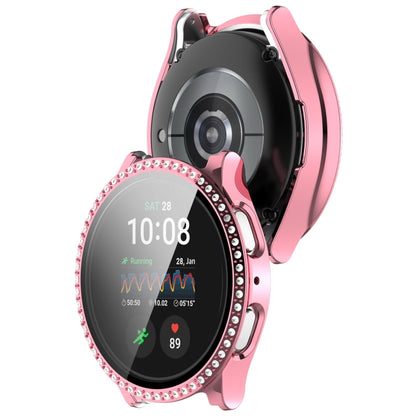 For Samsung Galaxy Watch 7 40mm Single Row Diamond PC + Tempered Film Integrated Watch Protective Case(Pink) by bashfashion