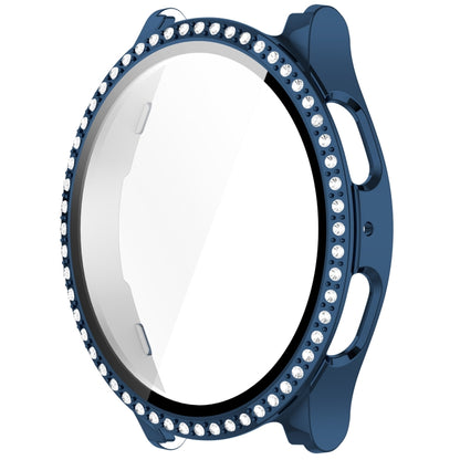 For Samsung Galaxy Watch 7 44mm Single Row Diamond PC + Tempered Film Integrated Watch Protective Case(Midnight Blue) by bashfashion