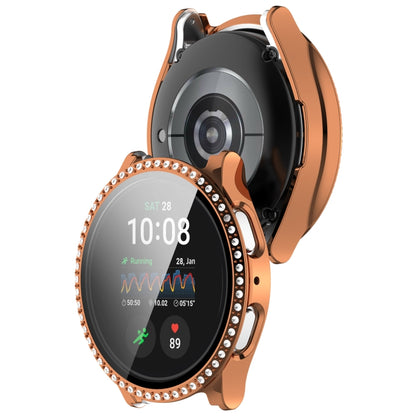 For Samsung Galaxy Watch 7 44mm Single Row Diamond PC + Tempered Film Integrated Watch Protective Case(Rose Gold) by bashfashion