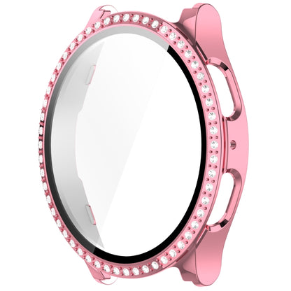 For Samsung Galaxy Watch 7 44mm Single Row Diamond PC + Tempered Film Integrated Watch Protective Case(Pink) by bashfashion