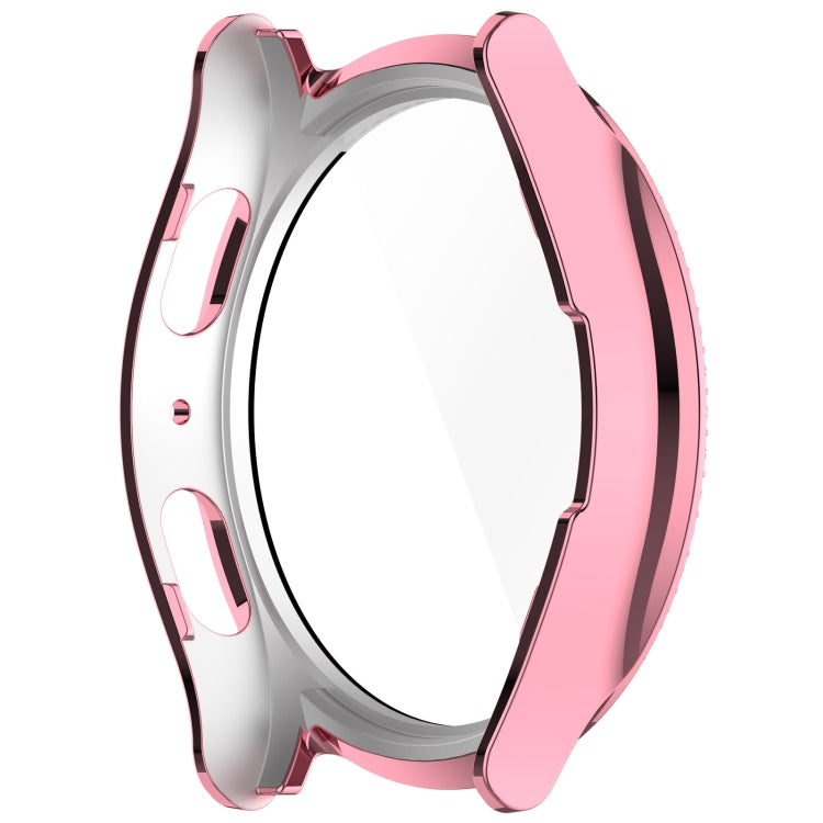For Samsung Galaxy Watch 7 44mm Single Row Diamond PC + Tempered Film Integrated Watch Protective Case(Pink) by bashfashion