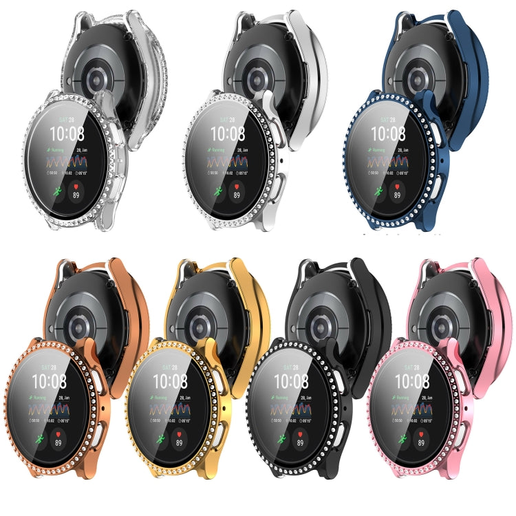 For Samsung Galaxy Watch 7 40mm Single Row Diamond PC + Tempered Film Integrated Watch Protective Case(Black) by bashfashion