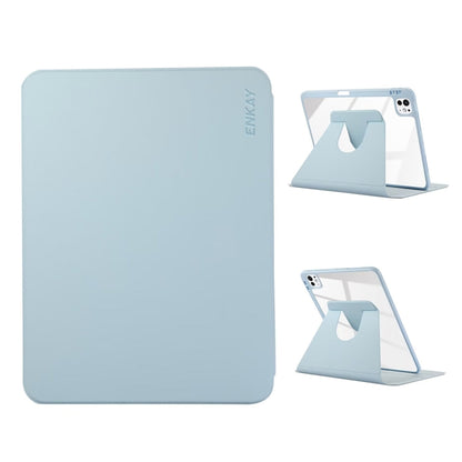 For iPad Pro 13 2025 / 2024 ENKAY 360 Rotation PMMA Leather Smart Tablet Case with Pen Slot(Blue) by ENKAY