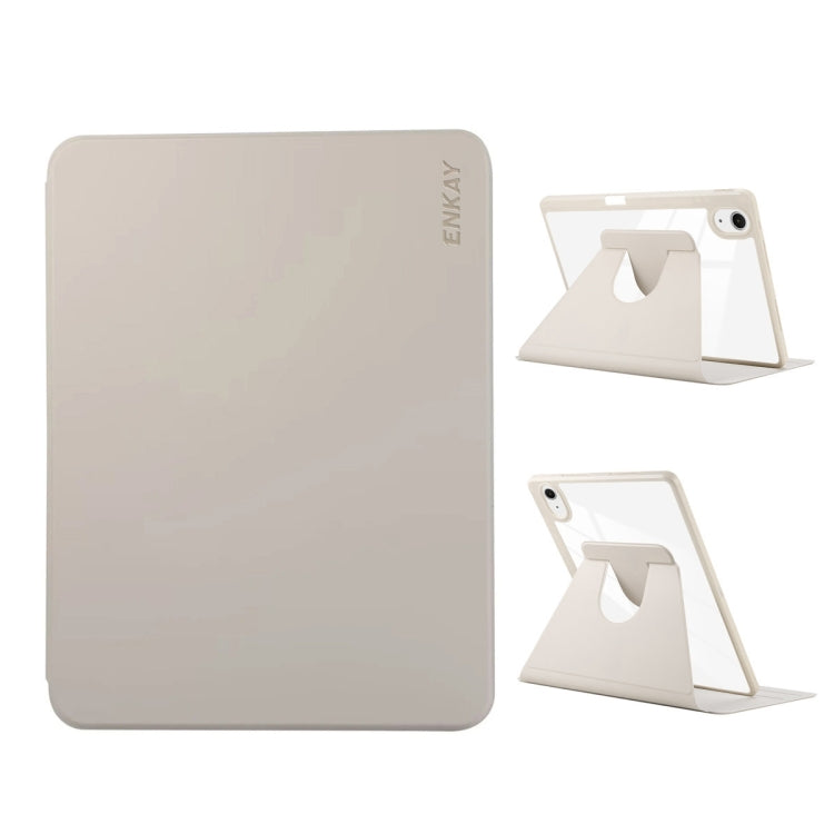 For iPad Pro Air 11 2025 / 2024 ENKAY 360 Rotation PMMA Leather Smart Tablet Case with Pen Slot(Grey) by ENKAY