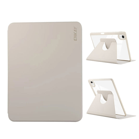 For iPad Pro Air 11 2025 / 2024 ENKAY 360 Rotation PMMA Leather Smart Tablet Case with Pen Slot(Grey) by ENKAY