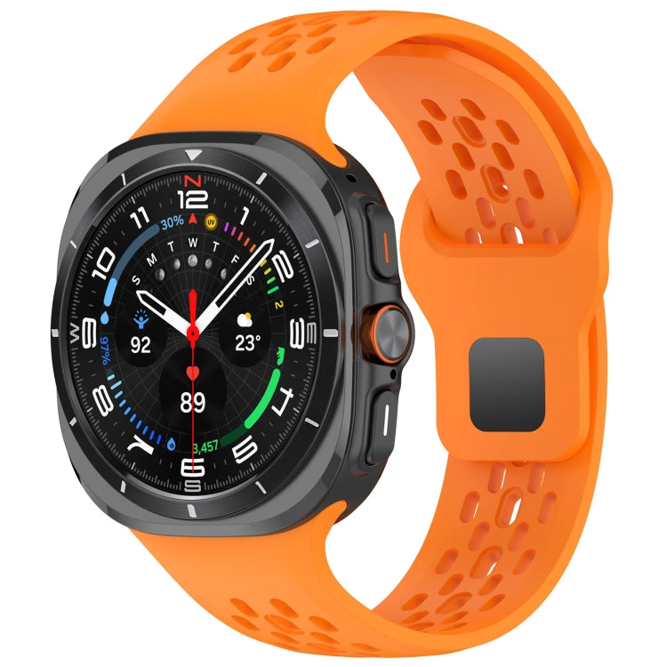 For Samsung Galaxy Watch Ultra 47mm Holes Style Square Buckle Solid Color Silicone Watch Band(Orange) by bashfashion