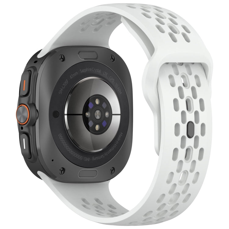 For Samsung Galaxy Watch Ultra 47mm Holes Style Square Buckle Solid Color Silicone Watch Band(White) by bashfashion