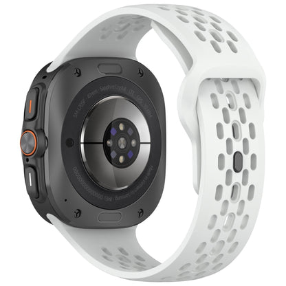 For Samsung Galaxy Watch Ultra 47mm Holes Style Square Buckle Solid Color Silicone Watch Band(White) by bashfashion