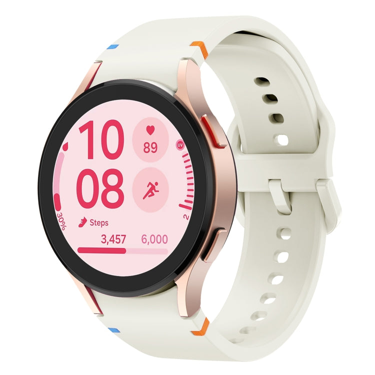 For Samsung Galaxy Watch FE 40mm Flat Sewing Design Silicone Watch Band(White) by bashfashion