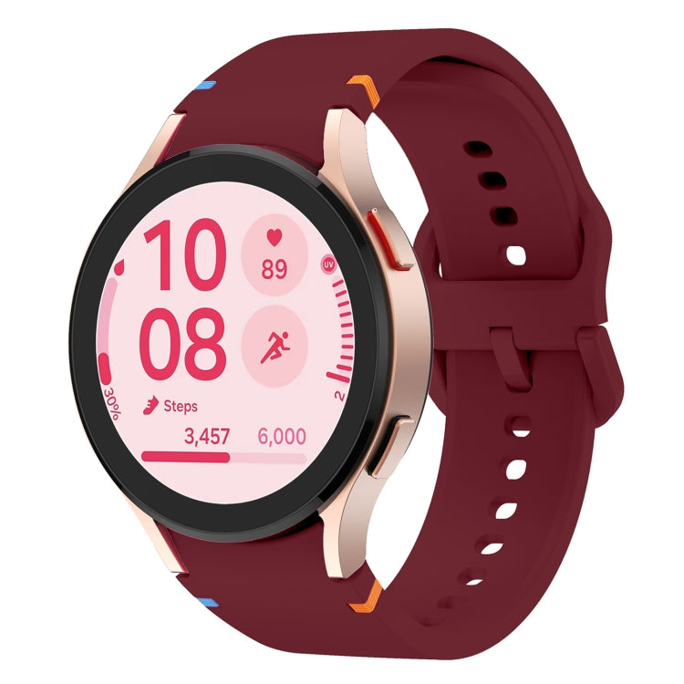 For Samsung Galaxy Watch FE 40mm Flat Sewing Design Silicone Watch Band(Wine Red) by bashfashion