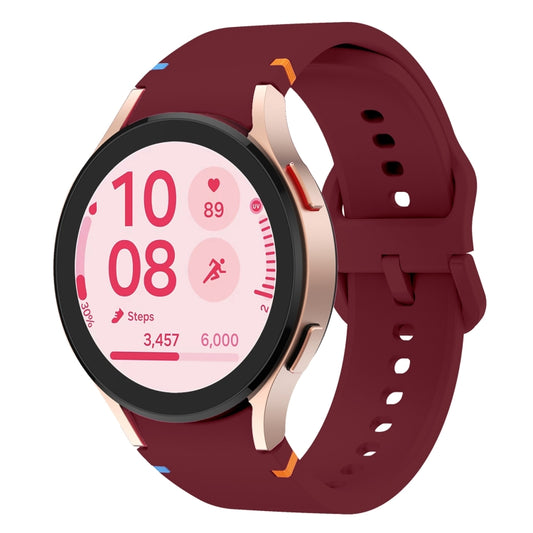 For Samsung Galaxy Watch FE 40mm Flat Sewing Design Silicone Watch Band(Wine Red) by bashfashion