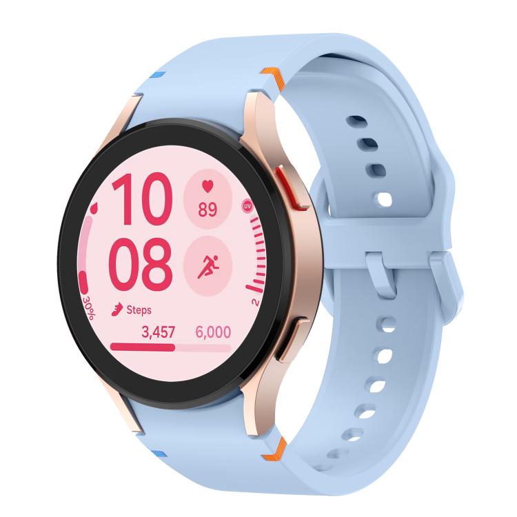 For Samsung Galaxy Watch FE 40mm Flat Sewing Design Silicone Watch Band(Light Blue) by bashfashion