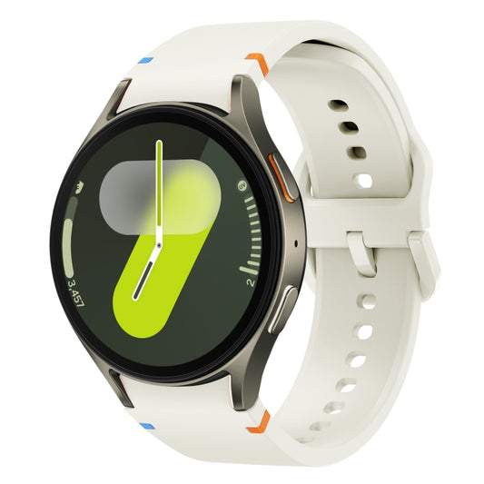 For Samsung Galaxy Watch 7 40mm Flat Sewing Design Silicone Watch Band(White) by bashfashion