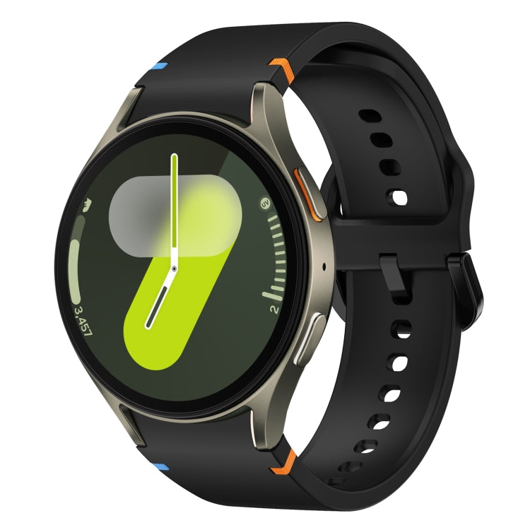 For Samsung Galaxy Watch 7 40mm Flat Sewing Design Silicone Watch Band(Black) by bashfashion