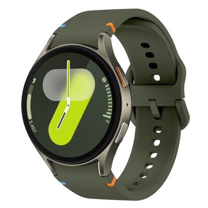 For Samsung Galaxy Watch 7 40mm Flat Sewing Design Silicone Watch Band(Army Green) by bashfashion