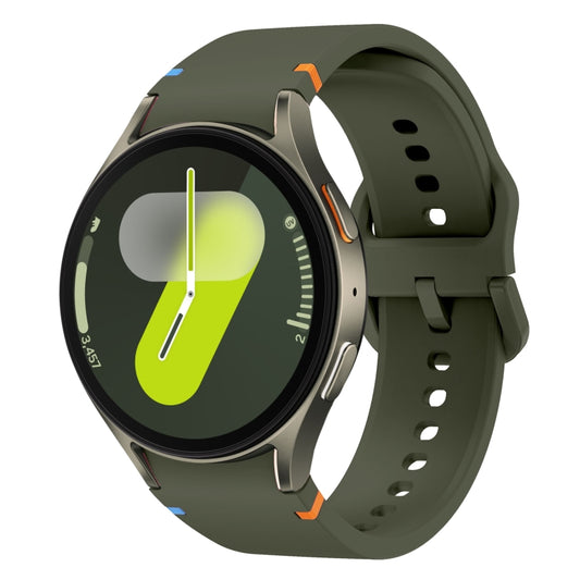 For Samsung Galaxy Watch 7 44mm Flat Sewing Design Silicone Watch Band(Army Green) by bashfashion