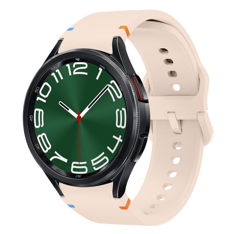 For Samsung Galaxy Watch 6 Classic 43 / 47mm Flat Sewing Design Silicone Watch Band(Pink) by bashfashion