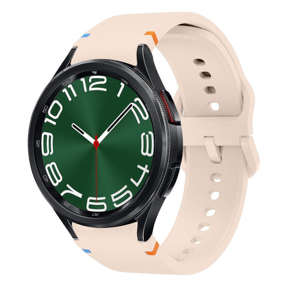 For Samsung Galaxy Watch 6 Classic 43 / 47mm Flat Sewing Design Silicone Watch Band(Pink) by bashfashion