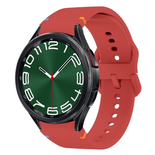 For Samsung Galaxy Watch 6 Classic 43 / 47mm Flat Sewing Design Silicone Watch Band(Red) by bashfashion