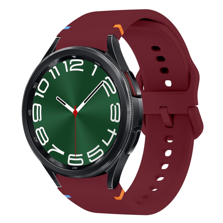 For Samsung Galaxy Watch 6 Classic 43 / 47mm Flat Sewing Design Silicone Watch Band(Wine Red) by bashfashion