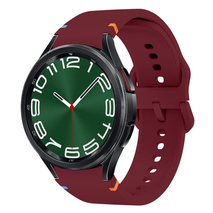 For Samsung Galaxy Watch 6 Classic 43 / 47mm Flat Sewing Design Silicone Watch Band(Wine Red) by bashfashion