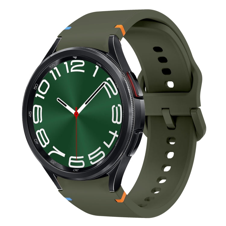 For Samsung Galaxy Watch 6 Classic 43 / 47mm Flat Sewing Design Silicone Watch Band(Army Green) by bashfashion