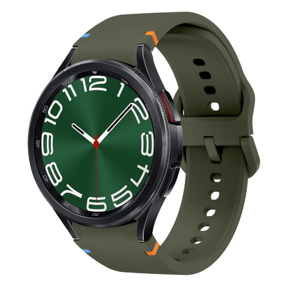 For Samsung Galaxy Watch 6 Classic 43 / 47mm Flat Sewing Design Silicone Watch Band(Army Green) by bashfashion