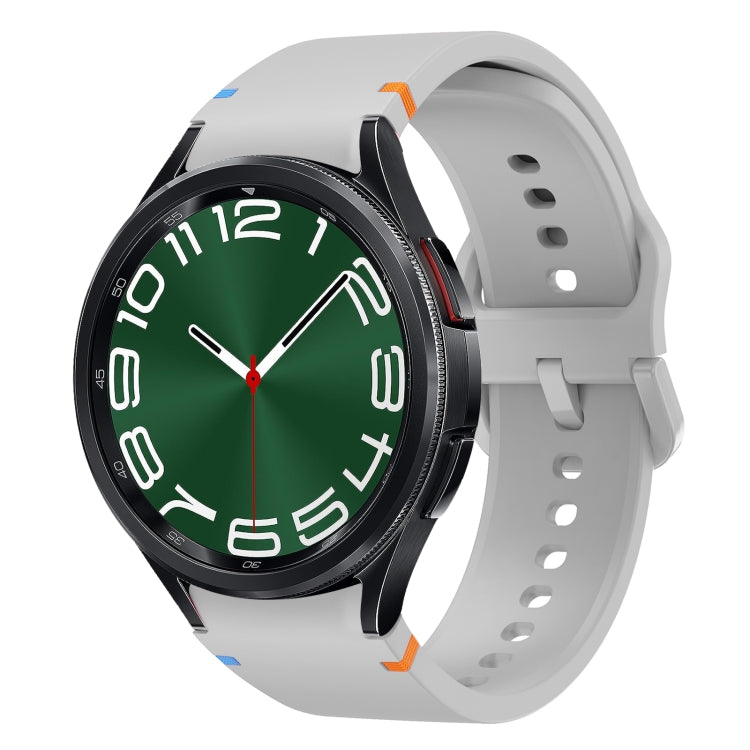 For Samsung Galaxy Watch 6 Classic 43 / 47mm Flat Sewing Design Silicone Watch Band(Light Gray) by bashfashion