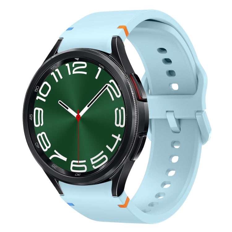 For Samsung Galaxy Watch 6 Classic 43 / 47mm Flat Sewing Design Silicone Watch Band(Light Blue) by bashfashion