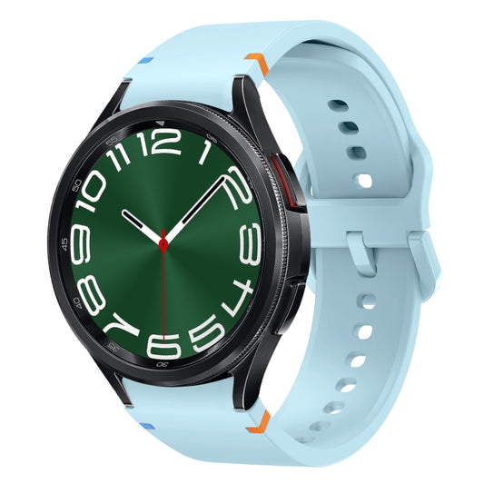 For Samsung Galaxy Watch 6 Classic 43 / 47mm Flat Sewing Design Silicone Watch Band(Light Blue) by bashfashion