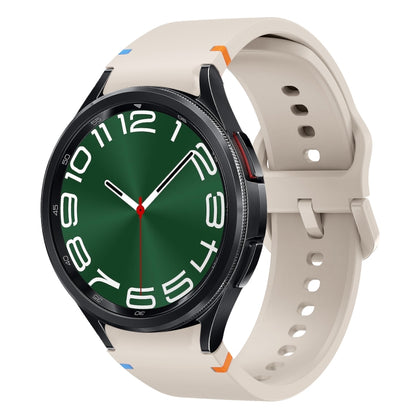 For Samsung Galaxy Watch 6 Classic 43 / 47mm Flat Sewing Design Silicone Watch Band(Starlight) by bashfashion