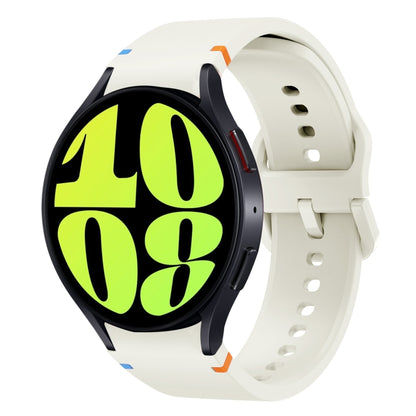 For Samsung Galaxy Watch 6 40 / 44mm Flat Sewing Design Silicone Watch Band(White) by bashfashion