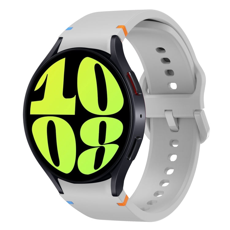 For Samsung Galaxy Watch 6 40 / 44mm Flat Sewing Design Silicone Watch Band(Light Gray) by bashfashion