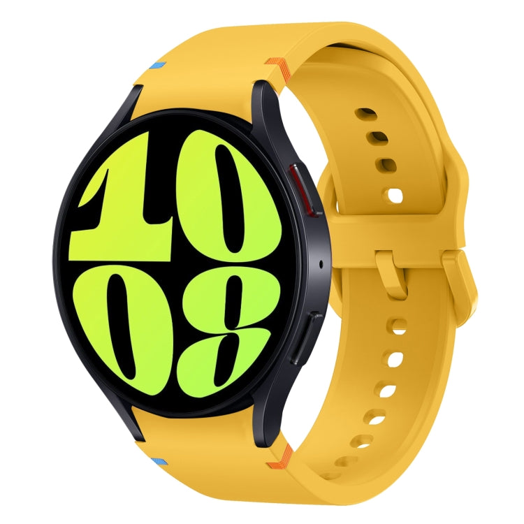 For Samsung Galaxy Watch 6 40 / 44mm Flat Sewing Design Silicone Watch Band(Apricot) by bashfashion