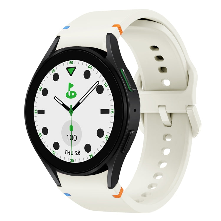 For Sansung Galaxy Watch 5 Pro Golf Edition Flat Sewing Design Silicone Watch Band(White) by bashfashion