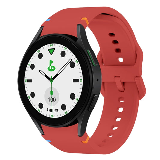 For Sansung Galaxy Watch 5 Pro Golf Edition Flat Sewing Design Silicone Watch Band(Red) by bashfashion