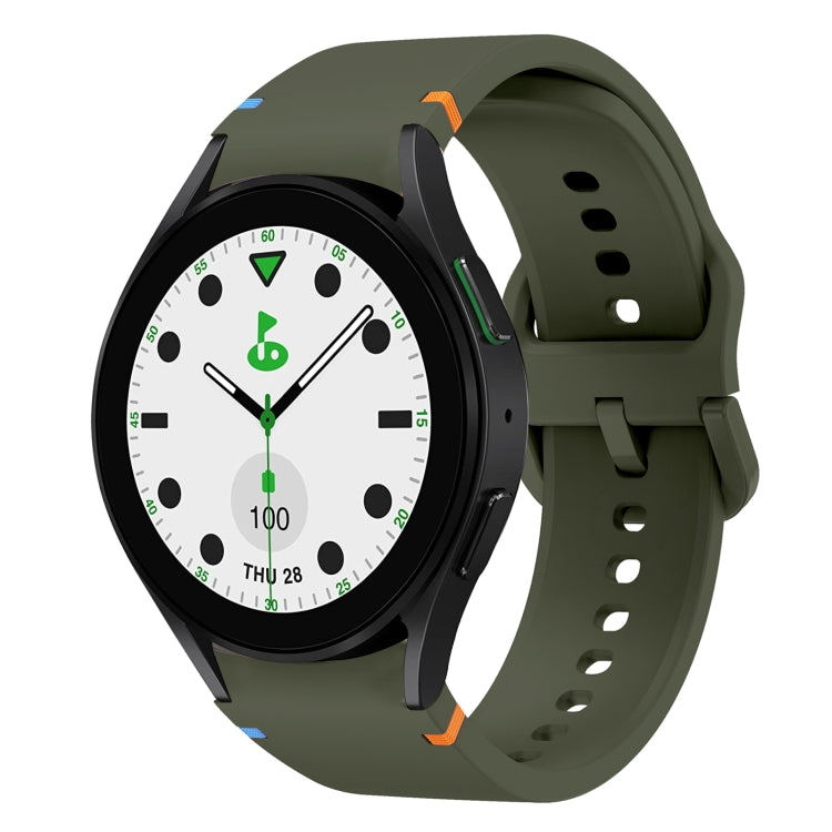For Sansung Galaxy Watch 5 Pro Golf Edition Flat Sewing Design Silicone Watch Band(Army Green) by bashfashion