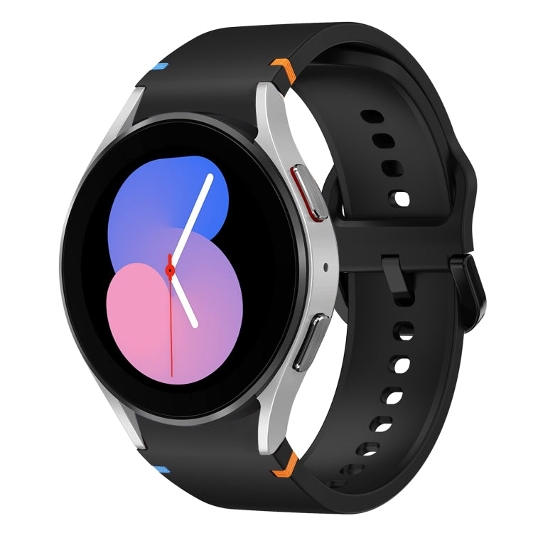 For Samsung Galaxy Watch 5 40 / 44mm Flat Sewing Design Silicone Watch Band(Black) by bashfashion