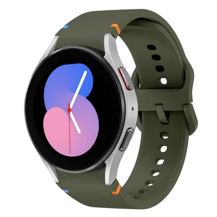 For Samsung Galaxy Watch 5 40 / 44mm Flat Sewing Design Silicone Watch Band(Army Green) by bashfashion