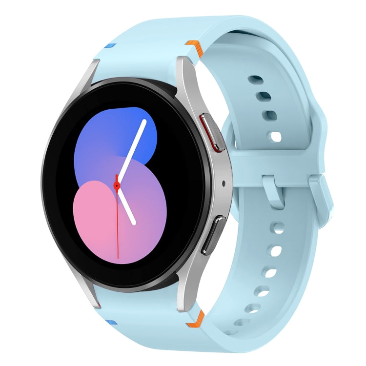 For Samsung Galaxy Watch 5 40 / 44mm Flat Sewing Design Silicone Watch Band(Light Blue) by bashfashion
