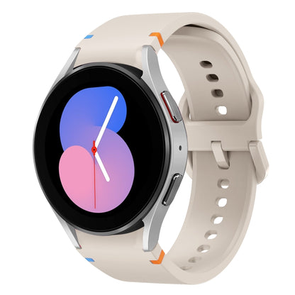 For Samsung Galaxy Watch 5 40 / 44mm Flat Sewing Design Silicone Watch Band(Starlight) by bashfashion