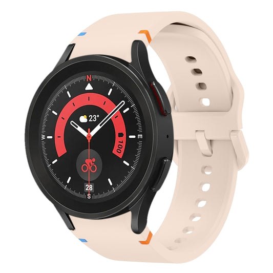 For Sansung Galaxy Watch5 Pro 45mm Flat Sewing Design Silicone Watch Band(Pink) by bashfashion