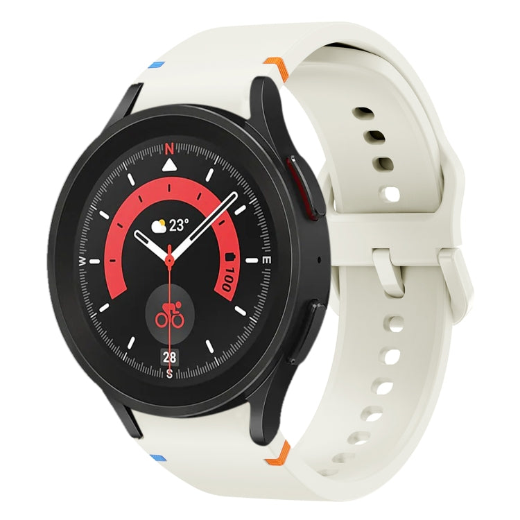 For Sansung Galaxy Watch5 Pro 45mm Flat Sewing Design Silicone Watch Band(White) by bashfashion