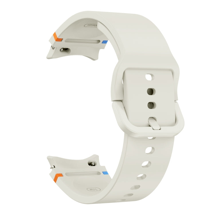 For Sansung Galaxy Watch5 Pro 45mm Flat Sewing Design Silicone Watch Band(White) by bashfashion