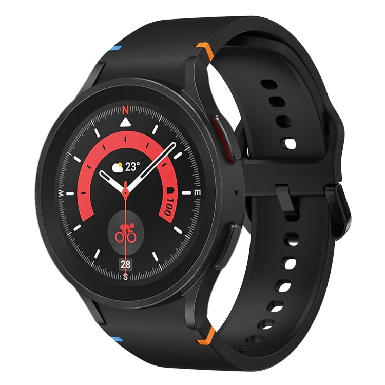 For Sansung Galaxy Watch5 Pro 45mm Flat Sewing Design Silicone Watch Band(Black) by bashfashion